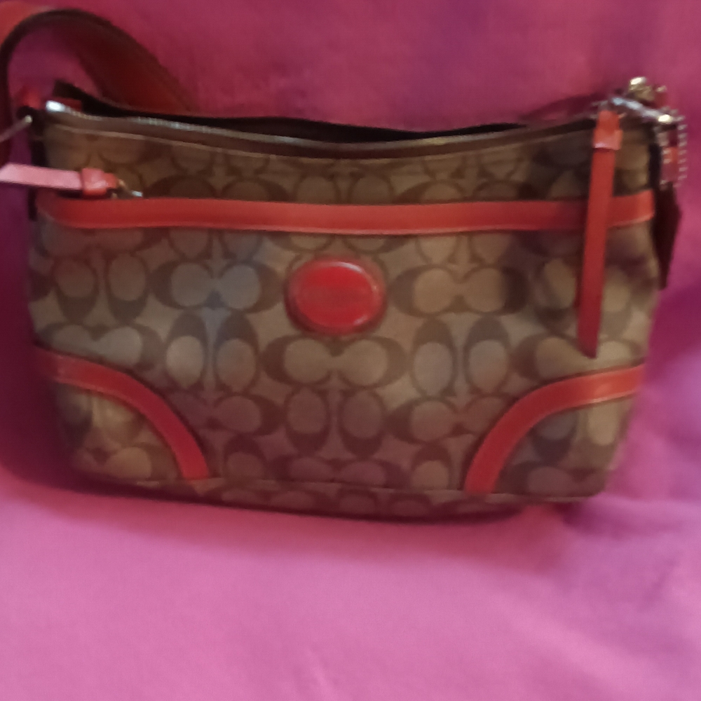 Elegant Brown and Red Shoulder Bag